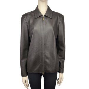 BOD & CHRISTENSEN Chocolate Brown Fitted Genuine Leather Hips Lenght Jacket 12